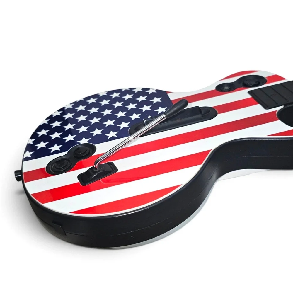 PS3 Wireless Gibson Les Paul Guitar Hero Controller Red Octane US Flag No Dongle